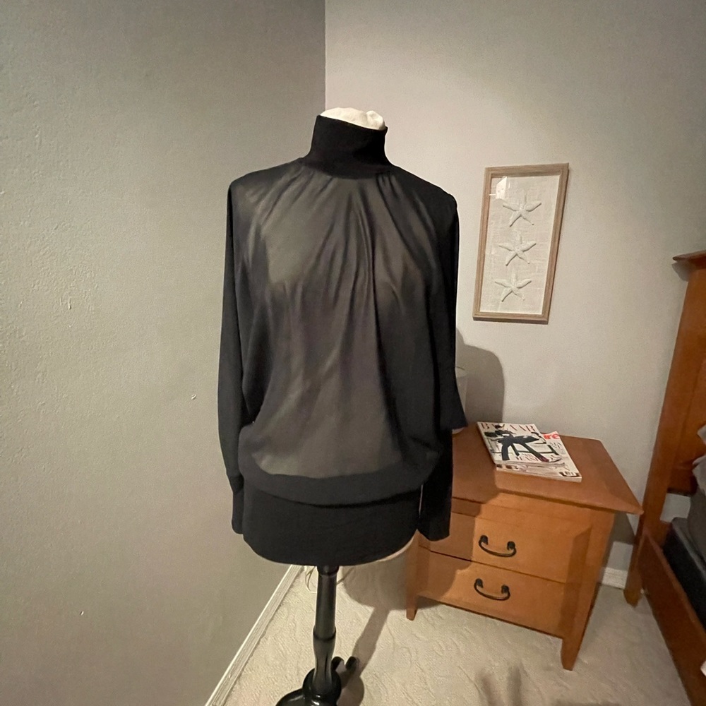 Sirens Sheer Black long sleeves Turtleneck in large